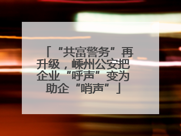 “共富警务”再升级，嵊州公安把企业“呼声”变为助企“哨声”