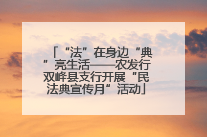 “法”在身边“典”亮生活——农发行双峰县支行开展“民法典宣传月”活动
