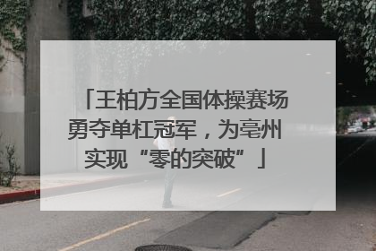 王柏方全国体操赛场勇夺单杠冠军，为亳州实现“零的突破”