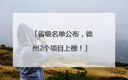 省级名单公布，德州2个项目上榜！