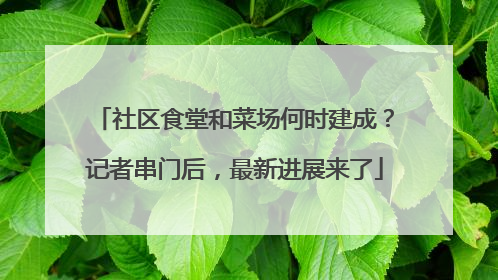 社区食堂和菜场何时建成？记者串门后，最新进展来了