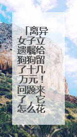 离异女子立遗嘱给狗狗留了十几万元！问题来了，它怎么花呢？