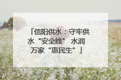 信阳供水：守牢供水“安全线” 水润万家“惠民生”
