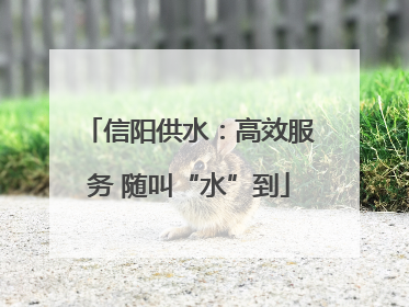 信阳供水：高效服务 随叫“水”到