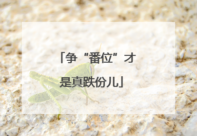 争“番位”才是真跌份儿