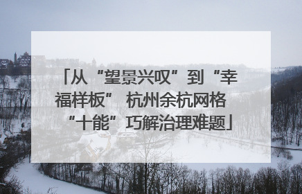 从“望景兴叹”到“幸福样板” 杭州余杭网格“十能”巧解治理难题