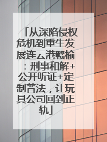 从深陷侵权危机到重生发展连云港赣榆：刑事和解+公开听证+定制普法，让玩具公司回到正轨
