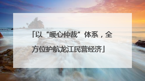 以“暖心仲裁”体系，全方位护航龙江民营经济
