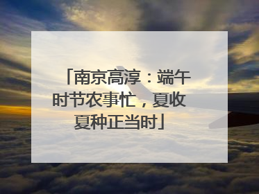 南京高淳：端午时节农事忙，夏收夏种正当时