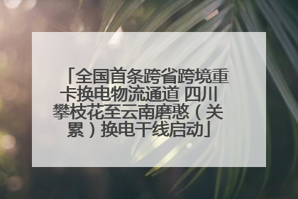全国首条跨省跨境重卡换电物流通道 四川攀枝花至云南磨憨（关累）换电干线启动