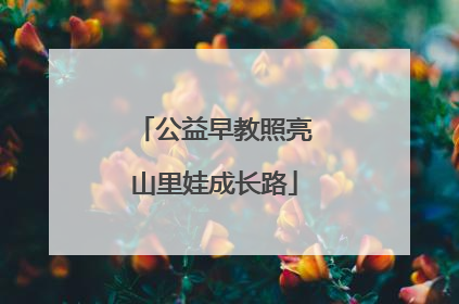 公益早教照亮山里娃成长路