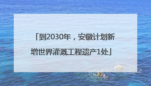 到2030年，安徽计划新增世界灌溉工程遗产1处