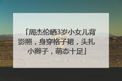 周杰伦晒3岁小女儿背影照，身穿格子裙，头扎小辫子，萌态十足