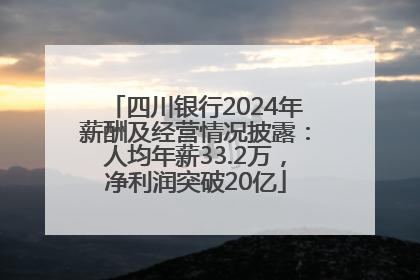 四川银行2024年薪酬及经营情况披露：人均年薪33.2万，净利润突破20亿