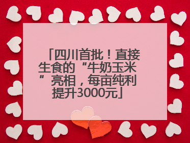 四川首批！直接生食的“牛奶玉米”亮相，每亩纯利提升3000元