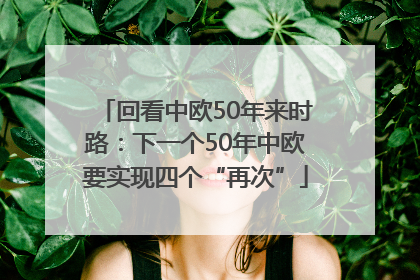 回看中欧50年来时路：下一个50年中欧要实现四个“再次”