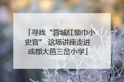 寻找“蓉城红领巾小史官” 这场讲座走进成都大邑三岔小学