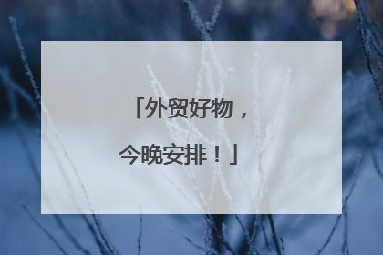 外贸好物，今晚安排！