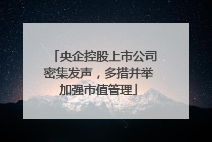 央企控股上市公司密集发声，多措并举加强市值管理