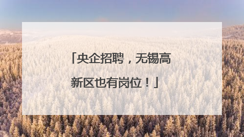 央企招聘，无锡高新区也有岗位！