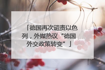 德国再次谴责以色列，外媒热议“德国外交政策转变”