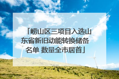 崂山区三项目入选山东省新旧动能转换储备名单 数量全市居首