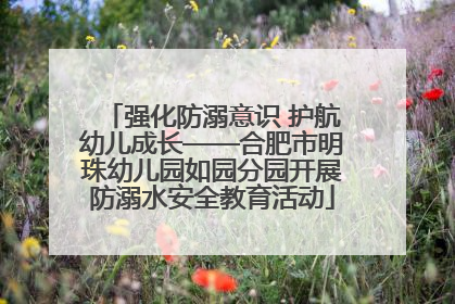 强化防溺意识 护航幼儿成长——合肥市明珠幼儿园如园分园开展防溺水安全教育活动