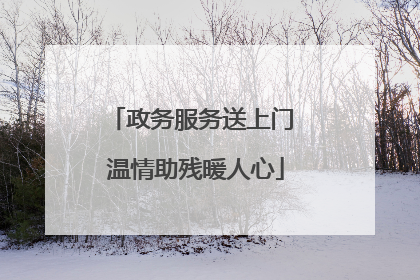 政务服务送上门 温情助残暖人心