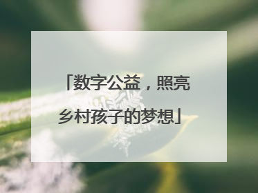 数字公益，照亮乡村孩子的梦想