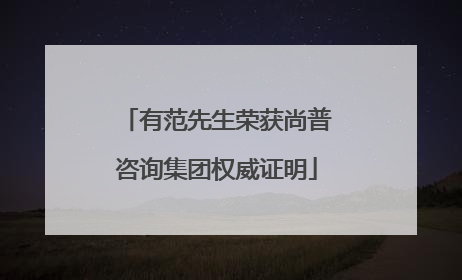 有范先生荣获尚普咨询集团权威证明