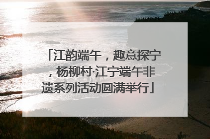 江韵端午，趣意探宁，杨柳村·江宁端午非遗系列活动圆满举行