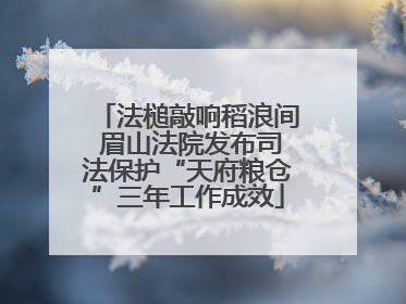 法槌敲响稻浪间 眉山法院发布司法保护“天府粮仓”三年工作成效