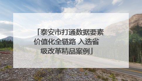 泰安市打通数据要素价值化全链路 入选省级改革精品案例