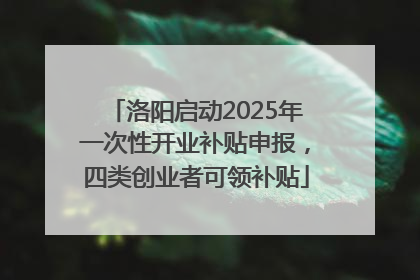 洛阳启动2025年一次性开业补贴申报，四类创业者可领补贴