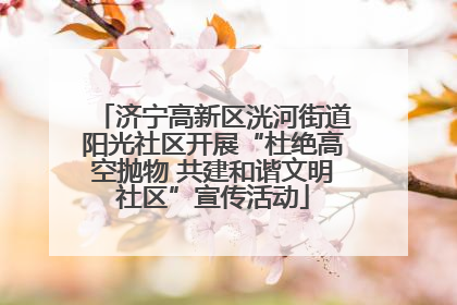 济宁高新区洸河街道阳光社区开展“杜绝高空抛物 共建和谐文明社区”宣传活动