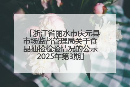 浙江省丽水市庆元县市场监督管理局关于食品抽检检验情况的公示2025年第3期