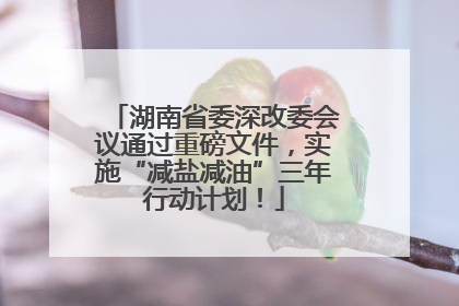 湖南省委深改委会议通过重磅文件，实施“减盐减油”三年行动计划！