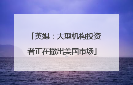 英媒：大型机构投资者正在撤出美国市场