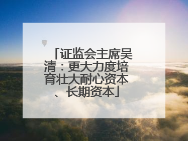 证监会主席吴清：更大力度培育壮大耐心资本、长期资本