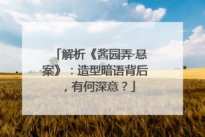 解析《酱园弄·悬案》：造型暗语背后，有何深意？