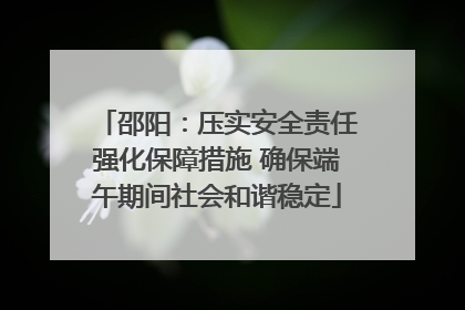 邵阳：压实安全责任强化保障措施 确保端午期间社会和谐稳定