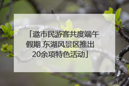 邀市民游客共度端午假期 东湖风景区推出20余项特色活动
