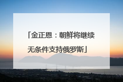 金正恩：朝鲜将继续无条件支持俄罗斯