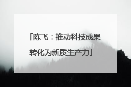 陈飞：推动科技成果转化为新质生产力