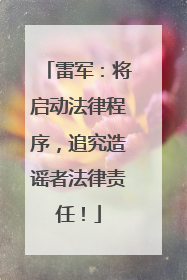 雷军：将启动法律程序，追究造谣者法律责任！