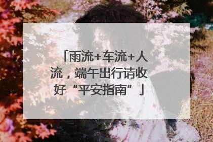 雨流+车流+人流，端午出行请收好“平安指南”