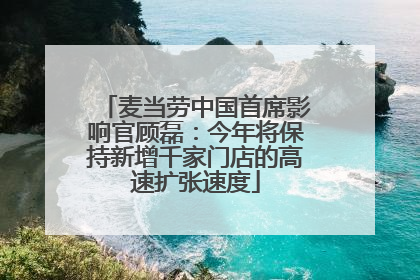 麦当劳中国首席影响官顾磊：今年将保持新增千家门店的高速扩张速度