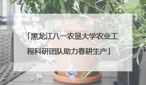 黑龙江八一农垦大学农业工程科研团队助力春耕生产
