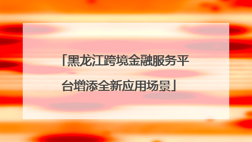 黑龙江跨境金融服务平台增添全新应用场景