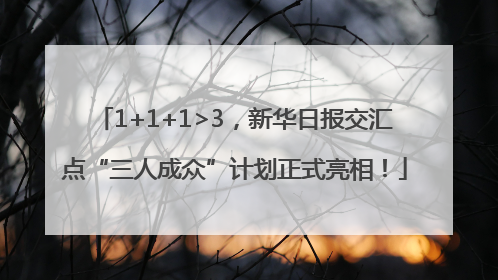 1+1+1>3，新华日报交汇点“三人成众”计划正式亮相！